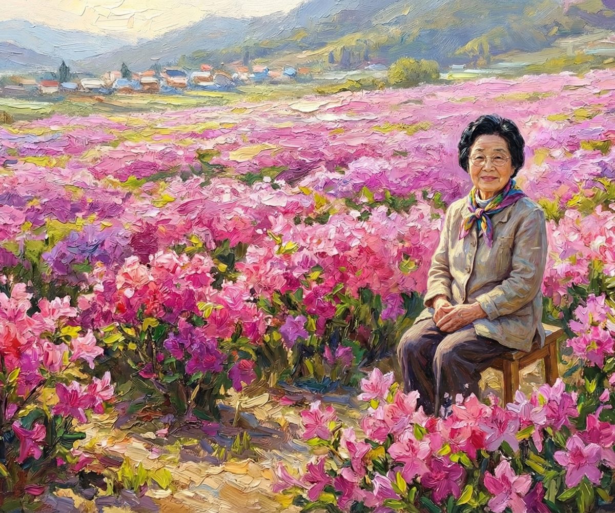 꽃밭에 앉아 있던 나